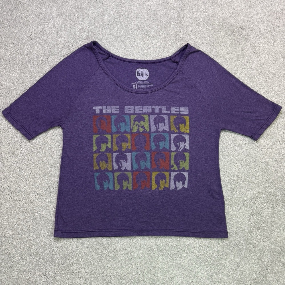 The Beatles Graphic T-Shirt Womens Small Purple Vintage Band Tee Rock Concert